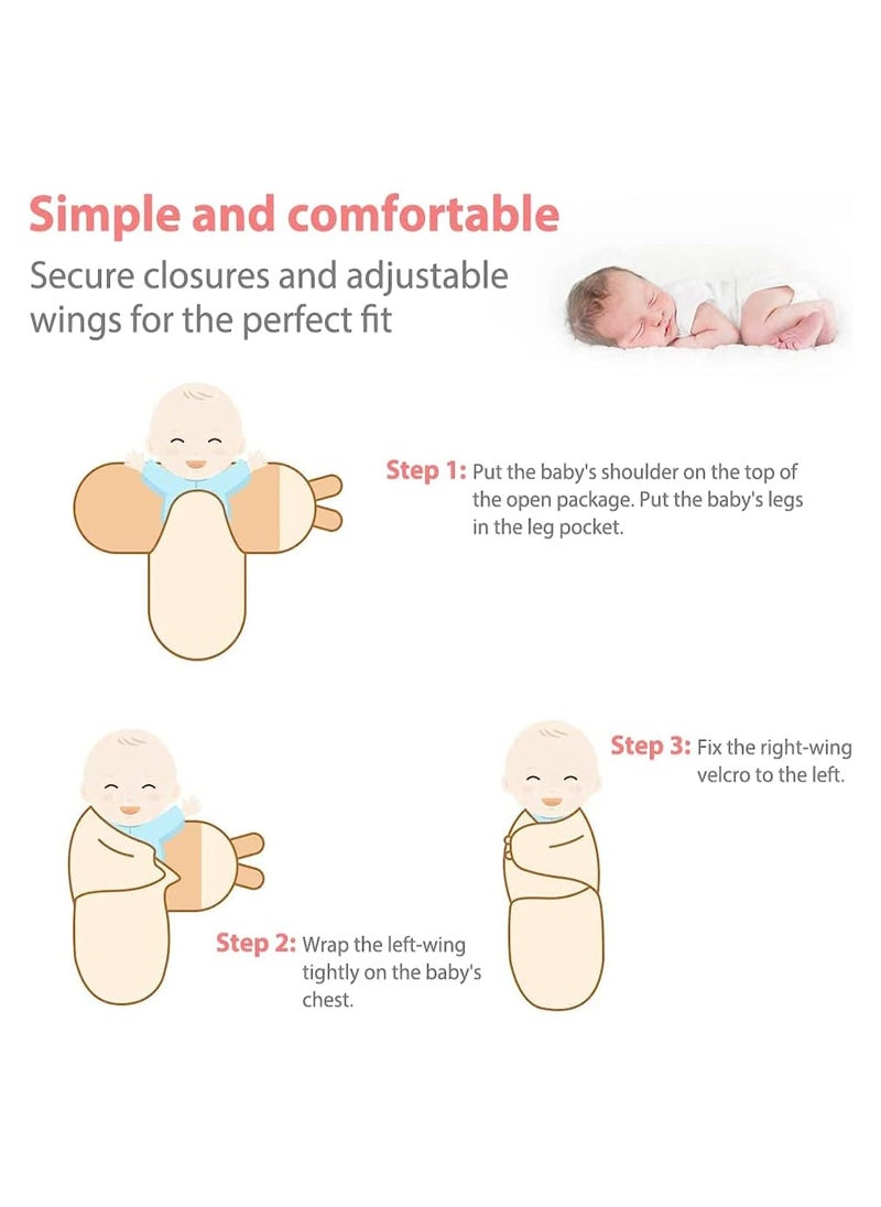 Cozy Baby Swaddle Wrap Set - 3 Pcs Soft Cotton Newborn Blanket for 0-3 Months, Breathable & Adjustable Sleep Sack for Boys & Girls, Perfect for Safe & Comfortable Sleep