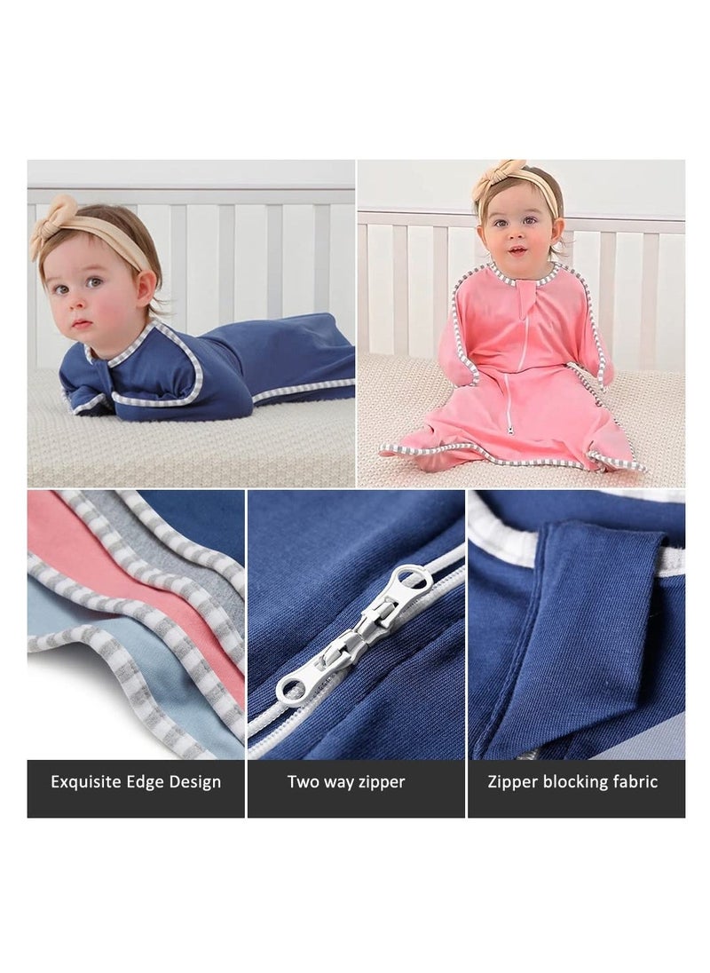 Swaddle Wrap for Baby, Newborns Baby Sleeping Bag, Baby Muslin Swaddle Sleeping Bag, Block External Stimuli, Breathable Soft Premium Cotton for Kids Aged 0-3/3-6 Months (Navy blue, 3-6 months)