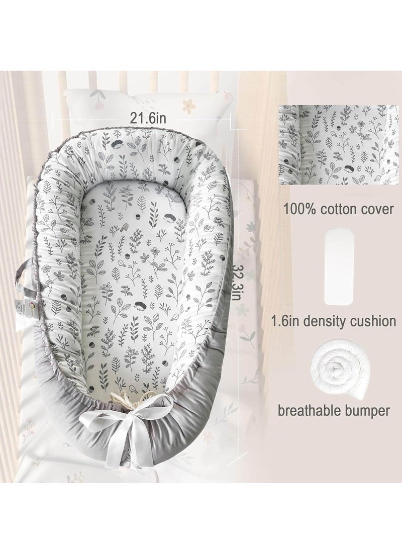 Baby Lounger for Newborn with Detachable Mosquito Net Toddler Floor Lounger Baby Reversible Infant Lounger Baby Lounger for Newborn Ultra-Soft Cotton Baby Double-Sided nest Lounger