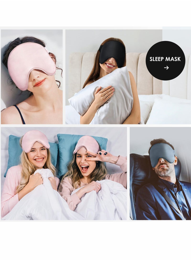 Large Silk Sleep Mask for Women and Girls, Natural Mulberry Silk Blindfold, Lightweight and Comfortable Design, Soft Eye Mask with Elastic Strap in Pink