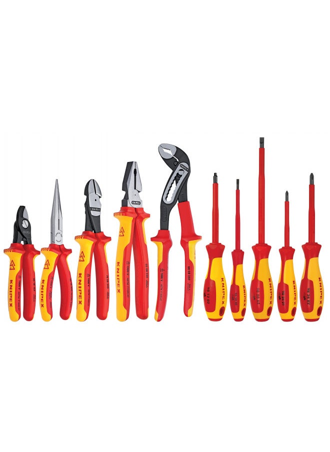 Knipex 989830US 10 -Piece 1000V Insulated Pliers, Cutters, and Screwdriver Industrial Tool Set