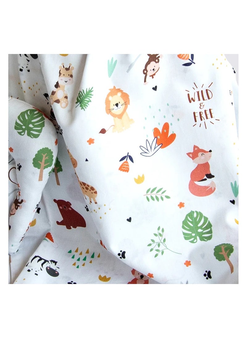 Yellow Doodle Cot Bedsheet Set - Baby Animals