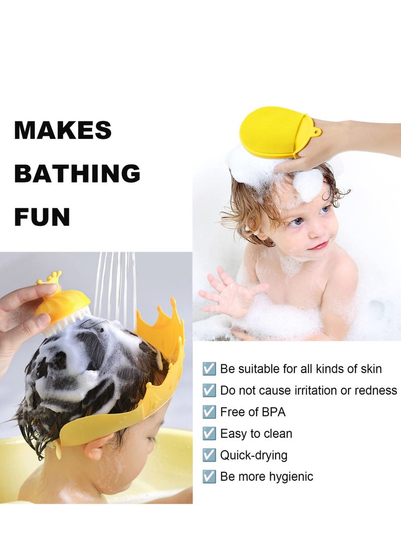 2 PCS Silicone Shower & Shampoo Brush for Kids, Scrubbers Exfoliator Brush, Included Scalp Care Comb and Body Scrub,Suitable for Newborns & Toddlers Hair and Body Care