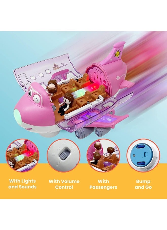 Kids Airplane Toy, Pink Toddler Airplane Toys for Girls Colorful Lights Music & Toy Airplane Sounds, 360 Automated Wheels, for Birthday Gifts Toddler Girls Toys 2 3 4 5 6 7-Year-Old Up (PINK)