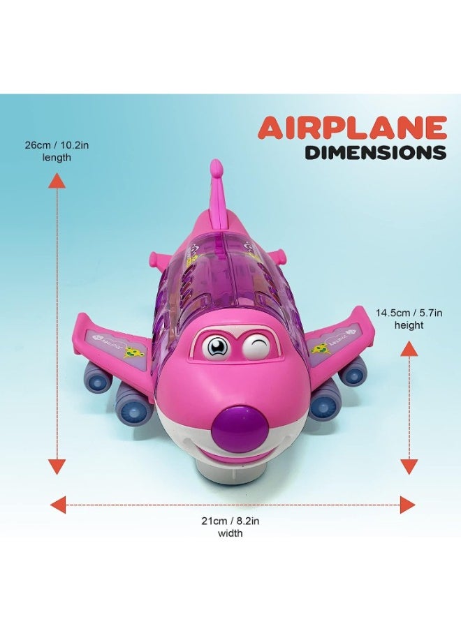 Kids Airplane Toy, Pink Toddler Airplane Toys for Girls Colorful Lights Music & Toy Airplane Sounds, 360 Automated Wheels, for Birthday Gifts Toddler Girls Toys 2 3 4 5 6 7-Year-Old Up (PINK)