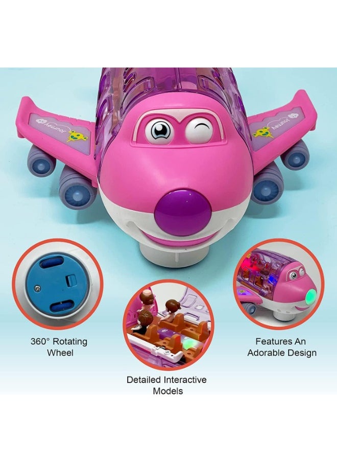 Kids Airplane Toy, Pink Toddler Airplane Toys for Girls Colorful Lights Music & Toy Airplane Sounds, 360 Automated Wheels, for Birthday Gifts Toddler Girls Toys 2 3 4 5 6 7-Year-Old Up (PINK)