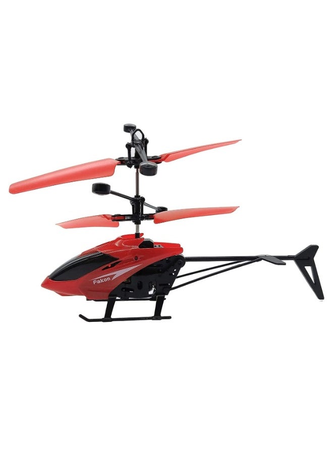 Toy Helicopter with Sensor and Remote Control Rechargeable Flying(Indoor & Outdoor) Helicopter Toy with 3D Light for Kids/Adults (RED)