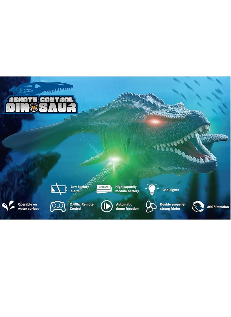 Remote Control Dinosaur, 2.4G Water Toys RC Boat with LED Lights Module Batteries Boat for Swimming Pool Lake Bathroom Bath Birthday Party Kids Boys Girls