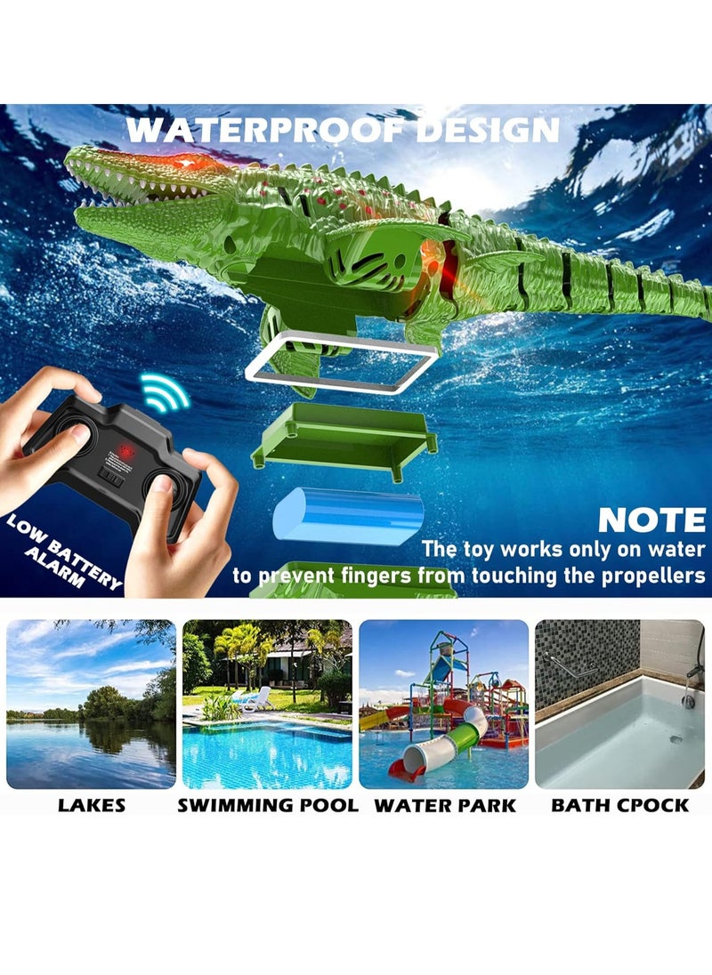 Remote Control Dinosaur, 2.4G Water Toys RC Boat with LED Lights Module Batteries Boat for Swimming Pool Lake Bathroom Bath Birthday Party Kids Boys Girls