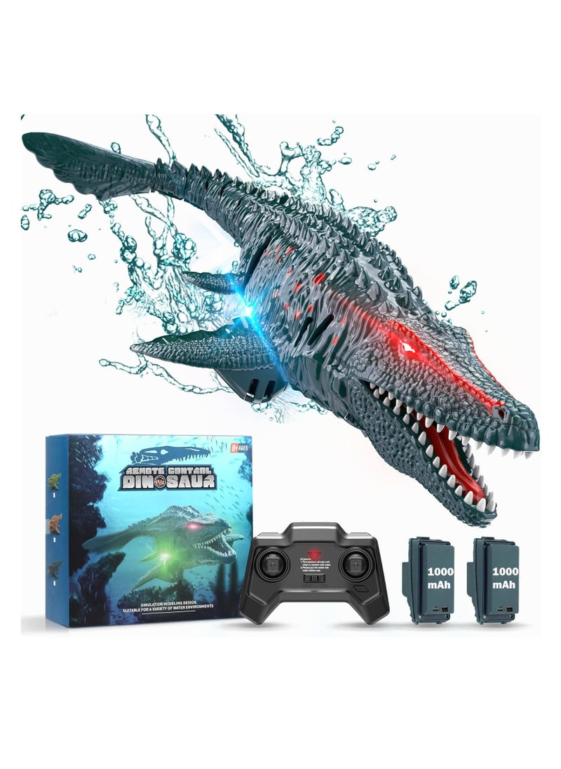 Remote Control Dinosaur, 2.4G Water Toys RC Boat with LED Lights Module Batteries Boat for Swimming Pool Lake Bathroom Bath Birthday Party Kids Boys Girls