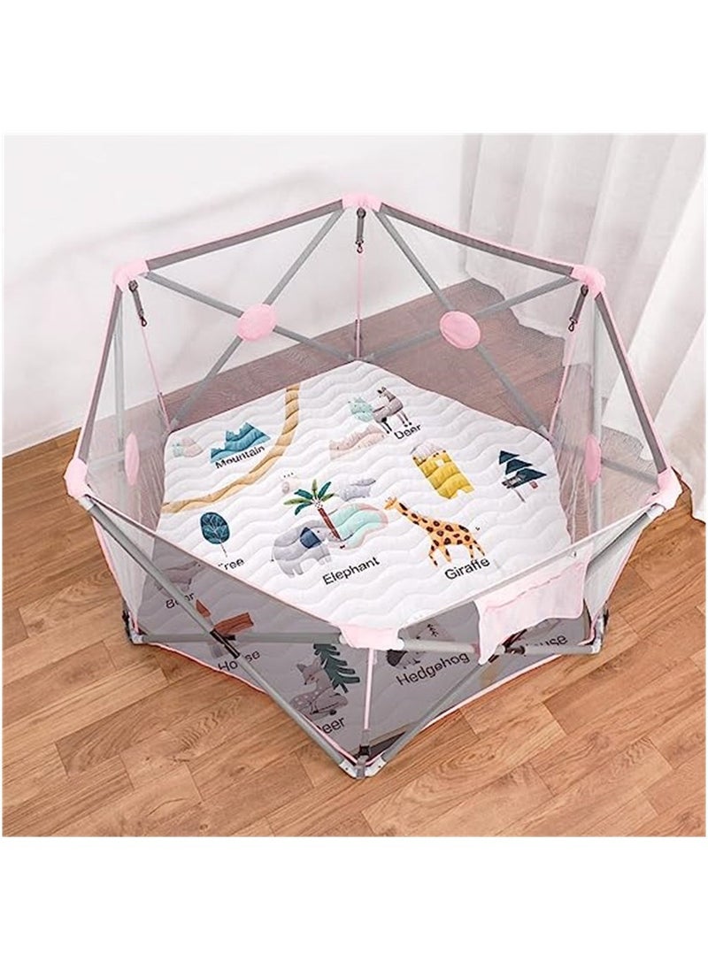 NonSlip Hexagon Baby Play Mat Soft Area Rug with Cute Woodland Animals Ideal for Nursery Room and Crawling Fun