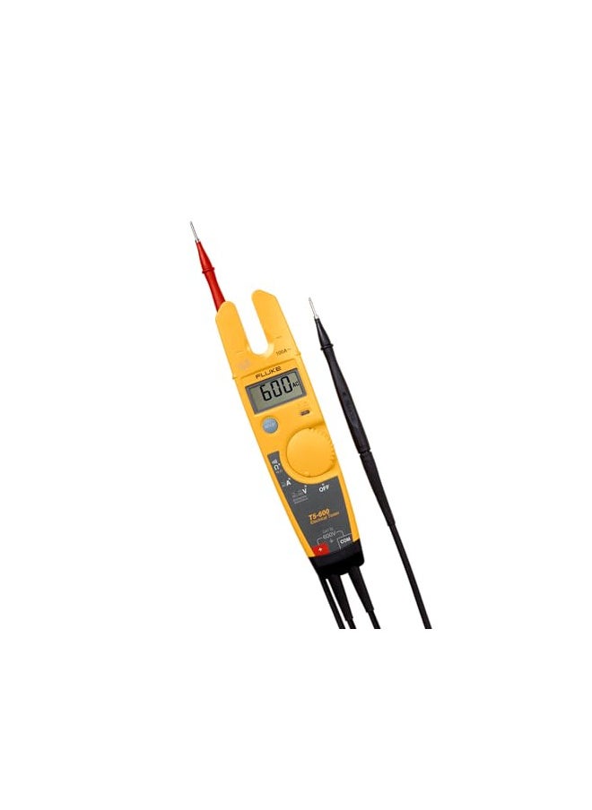 Fluke T5-600 Electrical Voltage, Continuity and Current Tester, Measures Up To 100 A Without Contact, Automatically Select AC/DC Voltage For Tests, Includes Detachable SlimReach Probe Tip