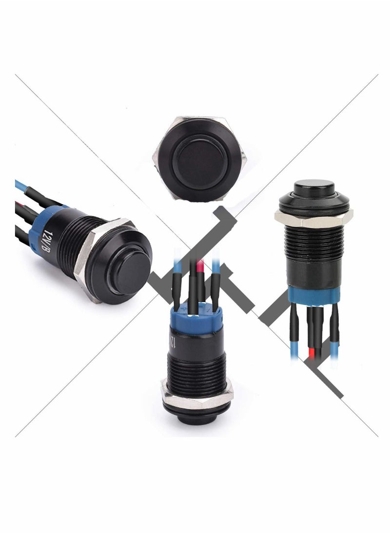 Latching Push Button Switch SPST Pre-Wired 150mm High Round Head Aluminium Alloy 1NO 1 Normally Open with Ring Led Pack