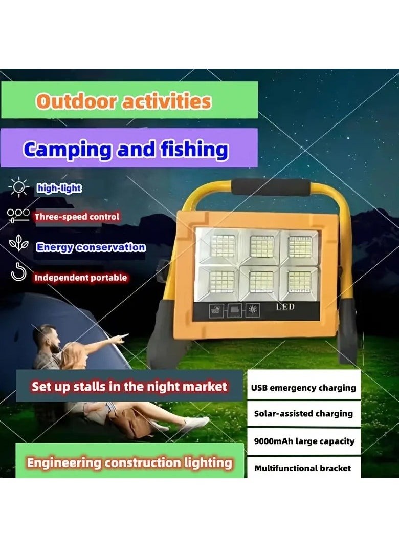 Solar Emergency Work Light, Battery 6-24 Hours Runtime, Portable For Home, Garage, Camping, Fishing And Outdoor Activities