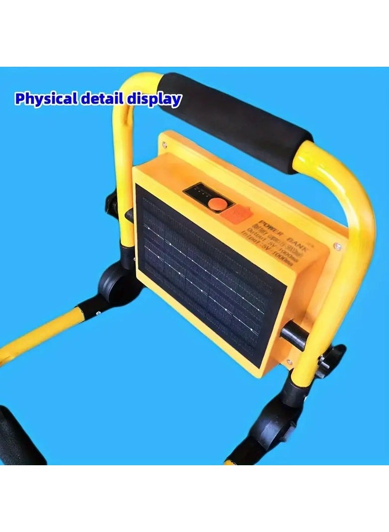 Solar Emergency Work Light, Battery 6-24 Hours Runtime, Portable For Home, Garage, Camping, Fishing And Outdoor Activities