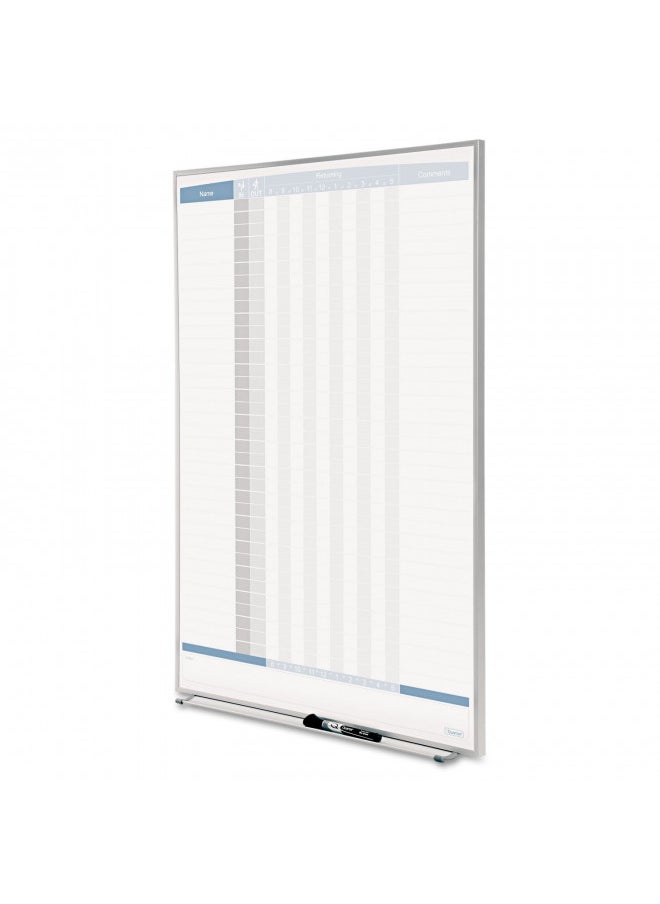 Quartet Matrix In/Out Board, 34 x 23 Inches, Magnetic, Track Up To 36 Employees (33705)