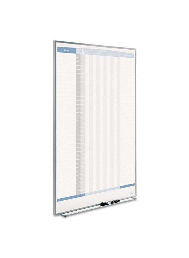 Quartet Matrix In/Out Board, 34 x 23 Inches, Magnetic, Track Up To 36 Employees (33705)