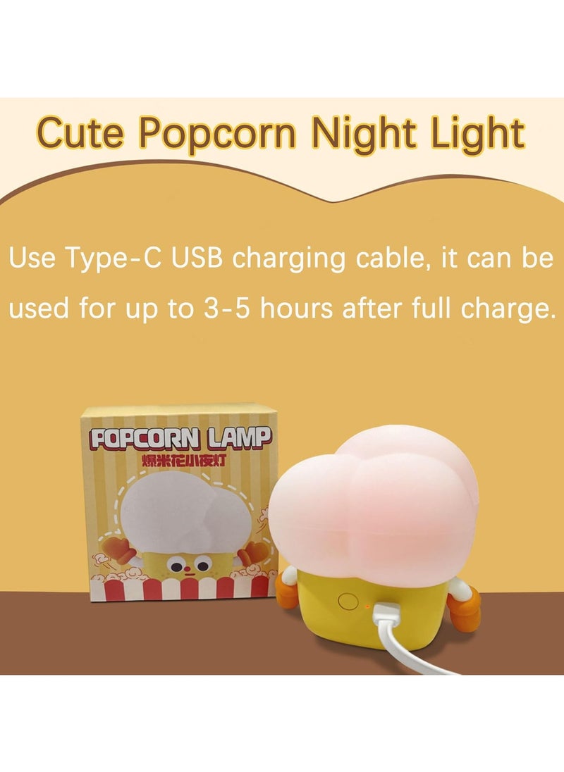 Rechargeable Cute Night Light for Kids Room with Timer, Silicone Touch Night Light for Baby Nursery, Dimmable Cute Lamp for Bedrooms, Breastfeeding, Night Light for Kids (Popcorn Lamp)