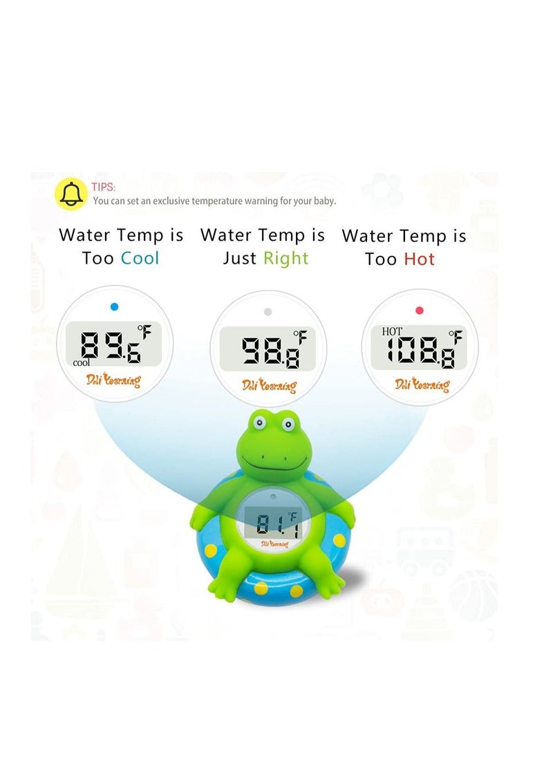 Baby Bath Thermometer with Room Temperature| Fahrenheit and Celsius|Frog Lovely Shape|Kids' Bathroom Safety Products Bath Toys