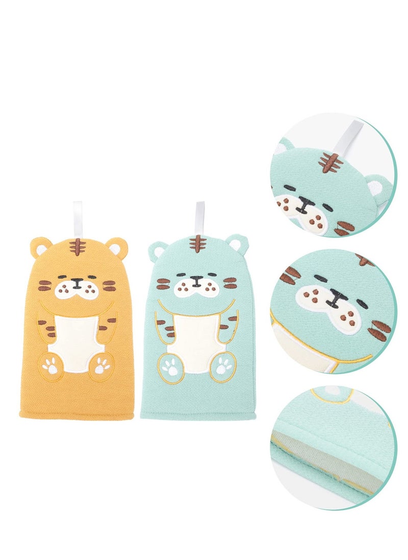 2Pcs Animal Style Baby Bath Mitts Washcloths for Toddlers and Kids, Soft and Gentle Cleaning Gloves for Bath Time