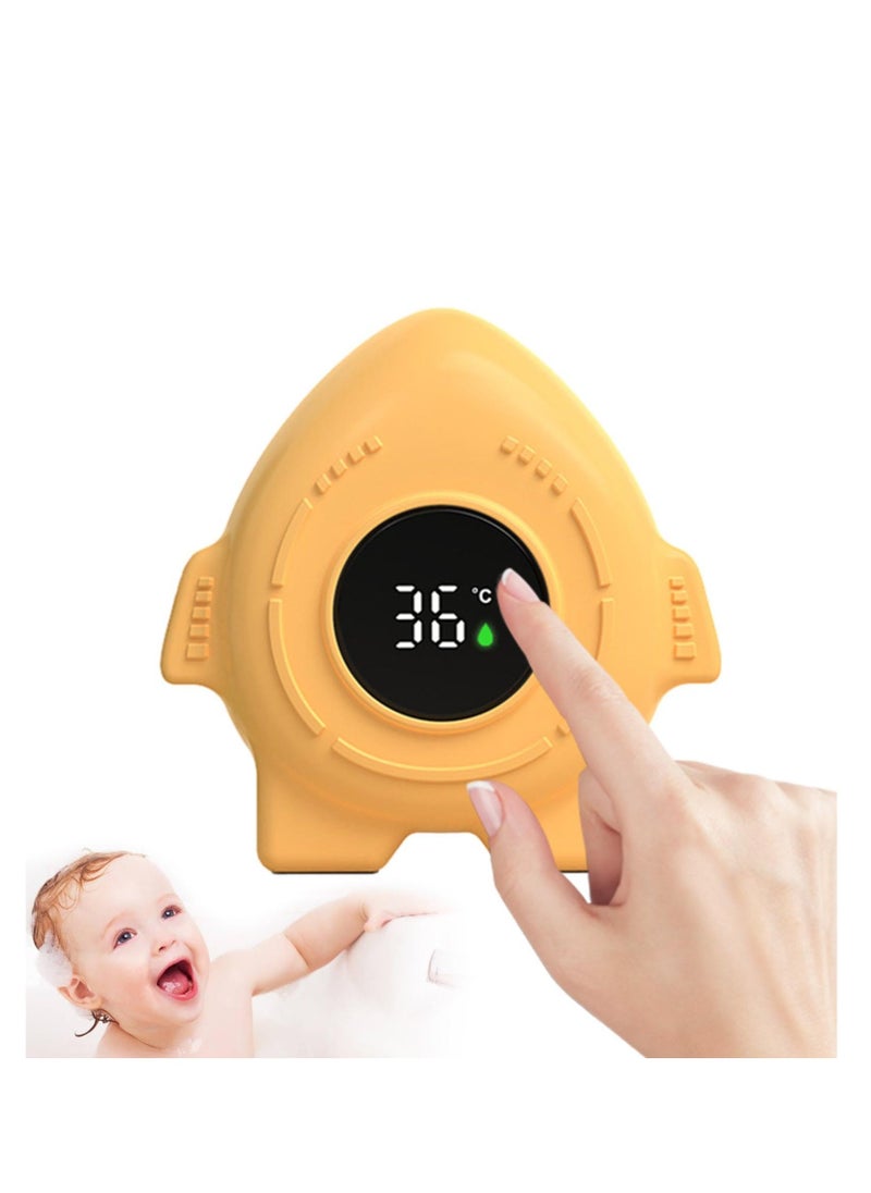 Baby Bath Thermometer, Cartoon Rocket Bathtub Temperature Tester LED Display, IPX9 Waterproof Safety Water Temperature Thermometer for Bathtub, Floating Bathing Gift for Kids Newborn