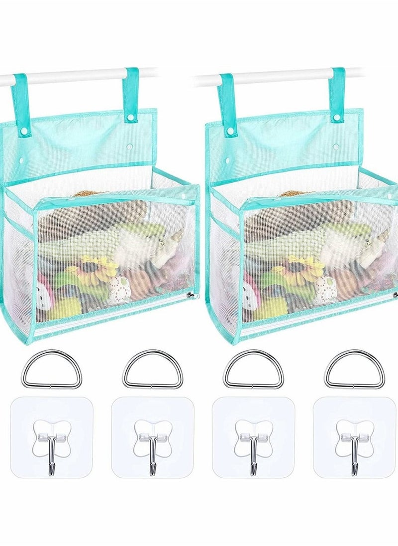 2 Pcs Mesh Bath Toy Organizer, Bath Toy Storage for Baby Toys with 4 Pcs Suction and Adhesive Hooks