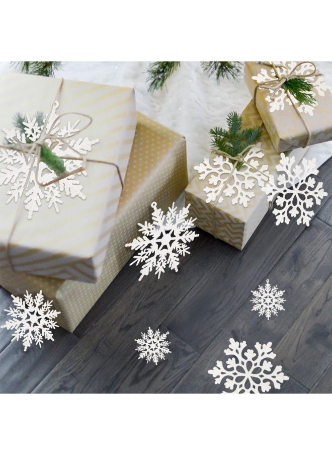 36pcs Christmas White Snowflake Ornaments Plastic Glitter Snow Flakes Ornaments for Winter Christmas Tree Decorations Size Varies Craft Snowflakes