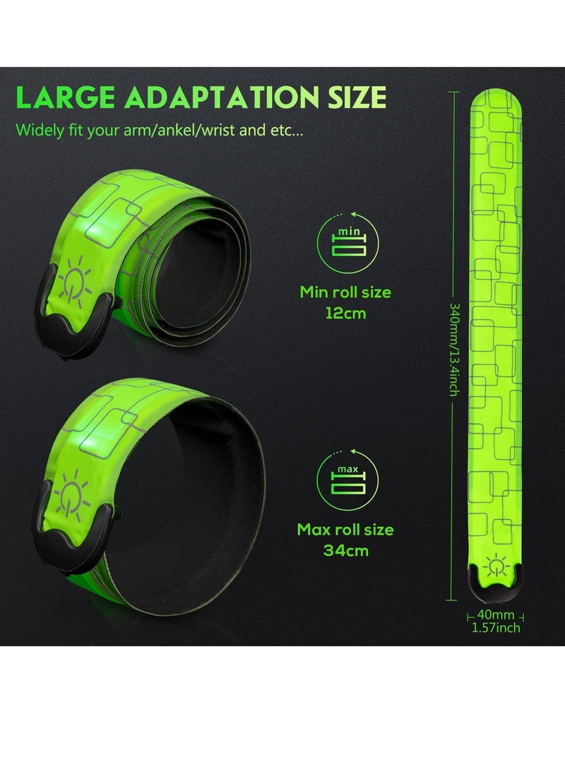 2 Pack Rechargeable LED Armbands for Running, Reflective High Visibility Light-Up Bands, USB Rechargeable Glow Bracelet Safety Wristbands for Runners, Bikers, Walkers, Pet Owners (Green)