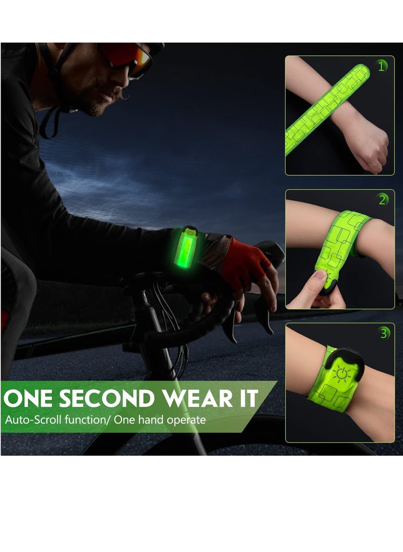 2 Pack Rechargeable LED Armbands for Running, Reflective High Visibility Light-Up Bands, USB Rechargeable Glow Bracelet Safety Wristbands for Runners, Bikers, Walkers, Pet Owners (Green)