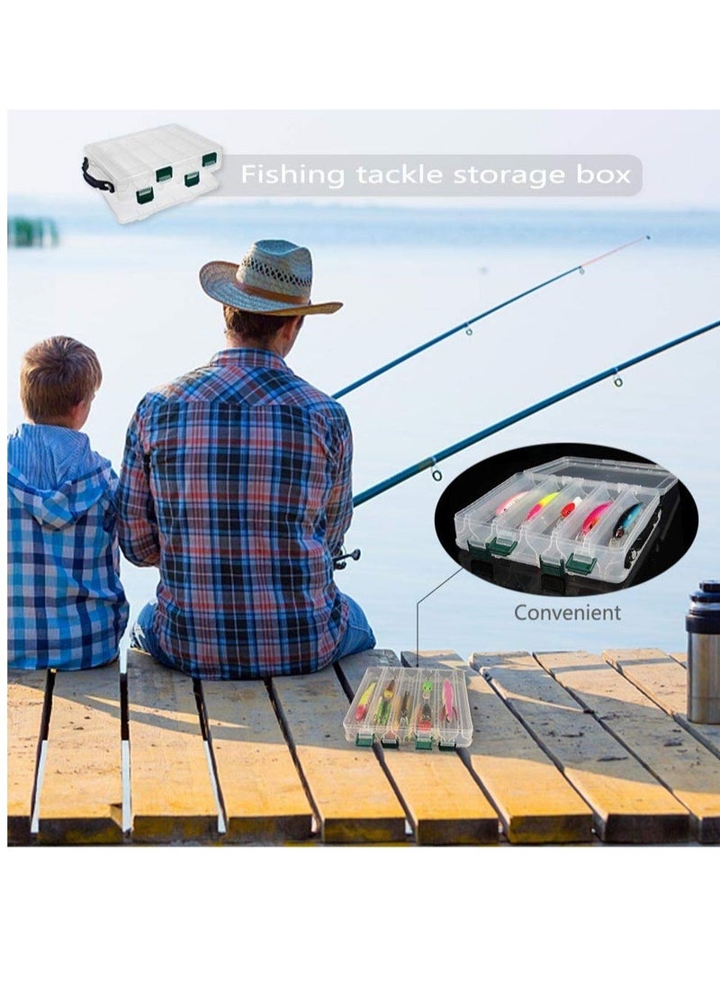 Fishing Tackle Storage Box, Double Sided Plastic Fishing Lure Box, Waterproof Visible Plastic Clear Fishing Lure Case, Suitable for Storage and Organization of Fishing Accessories Tools