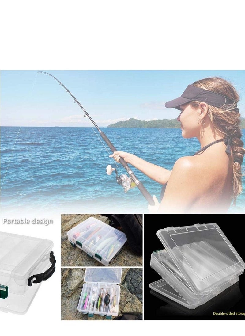 Fishing Tackle Storage Box, Double Sided Plastic Fishing Lure Box, Waterproof Visible Plastic Clear Fishing Lure Case, Suitable for Storage and Organization of Fishing Accessories Tools