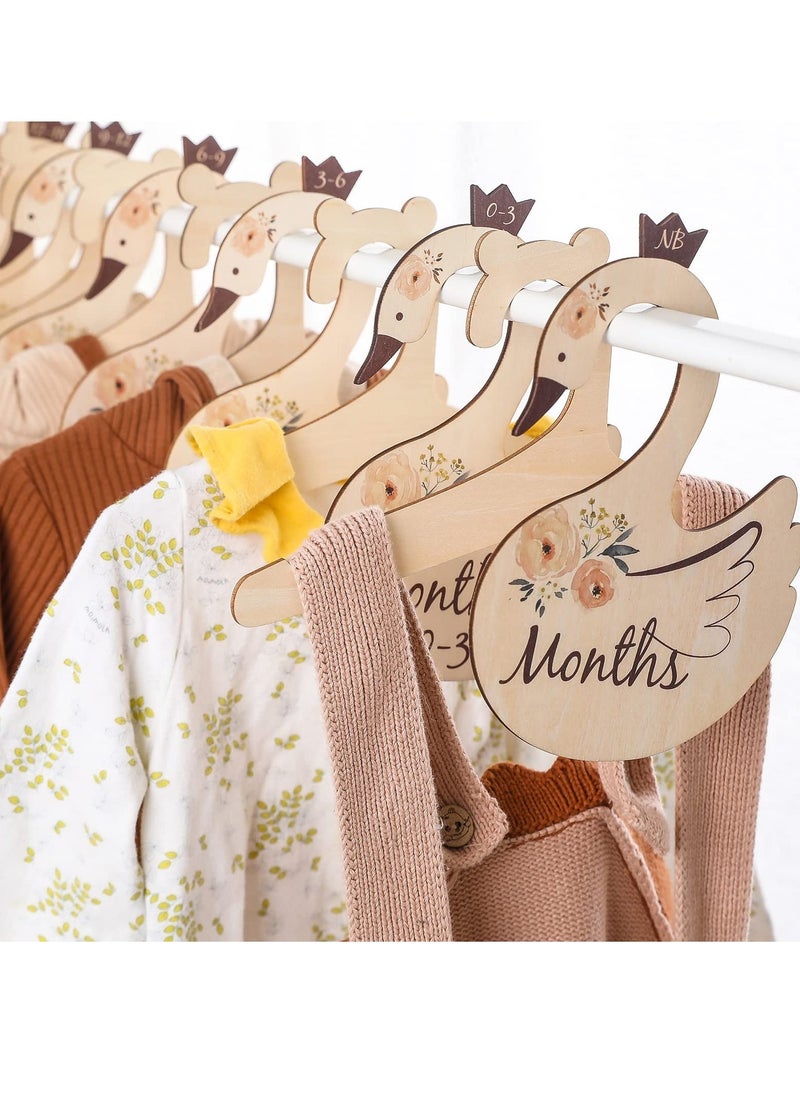 Baby Closet Dividers for Clothes Organizer Beautiful Wooden Double-Sided Baby Clothes Size Hanger Organizers for Newborn to 24 Months for Nursery Decor