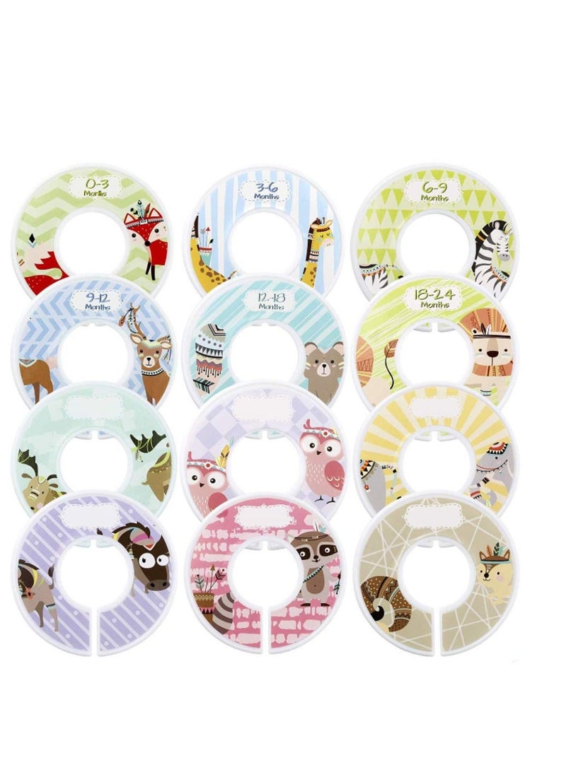 Baby Closet Size Dividers, 12 PACK Baby Cloth Organizers Baby Clothes, for 0-24 Months & All Age, Nursery Decor, Baby Clothes Organizers, Fit All Standard 1.3 Inches Closet Rails