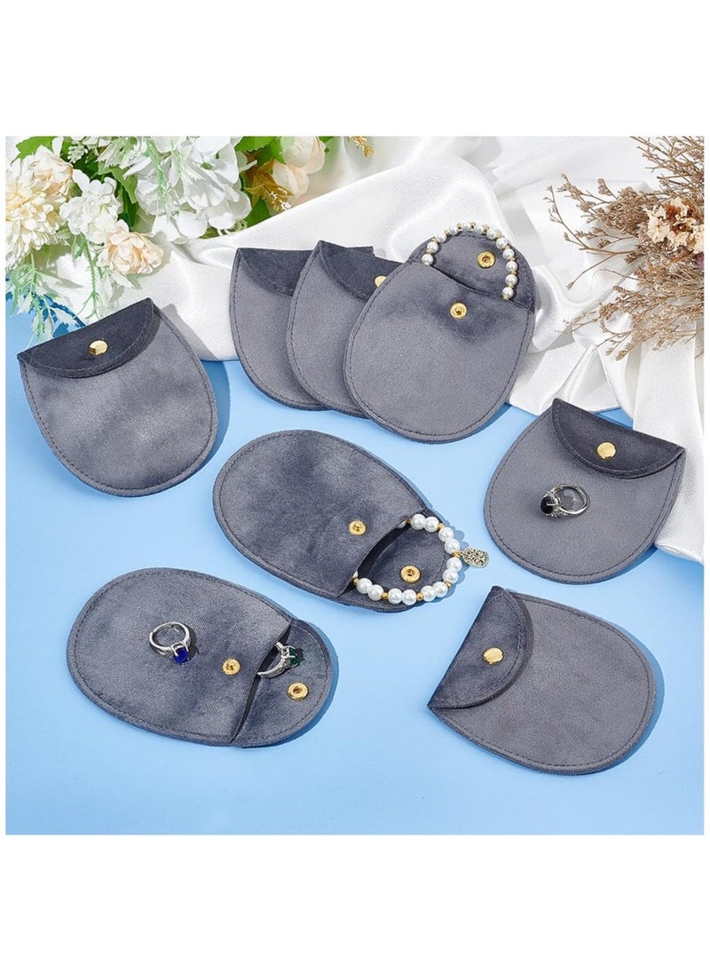 12Pcs Velvet Jewelry Storage Pouches, 8.3x7.7x0.8cm Gray Jewelry Bags with Golden Tone Snap Fastener Small Jewelry Gift Pouch for Jewelry Storage Keeping Wedding Favor Party Gift Packaging