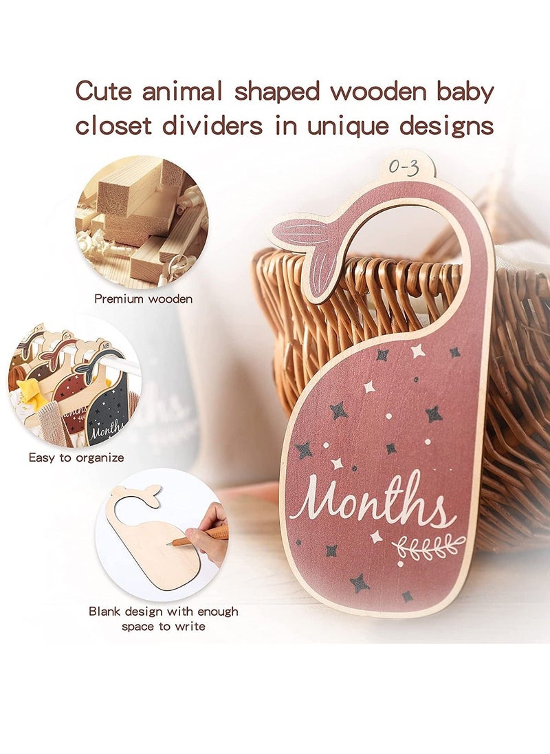 Baby Closet Dividers for Clothes Organizer -Beautiful Wooden Double-Sided Baby Clothes Size Hanger Organizers for Newborn to 24 Months for Nursery Decor