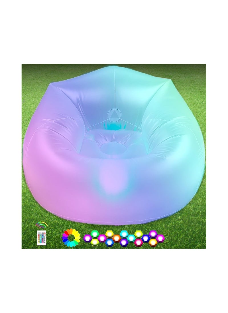 Inflatable Led Couch For Kids, Illuminated Blow Up Lounger Chair, Light Folding Air Chair for Girls and Boys, Inflatable Game Sofa Perfect for Rooms, Camping, Swimming Pool(with Remote Control)