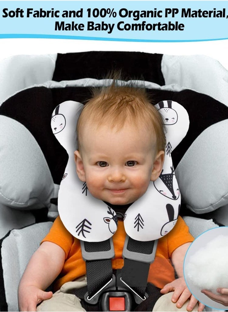 Upgraded Baby Travel Pillow for Head and Neck Support - Comfortable Baby Neck Pillow for Car Seat, Pushchair, and Travel (Bear Design)