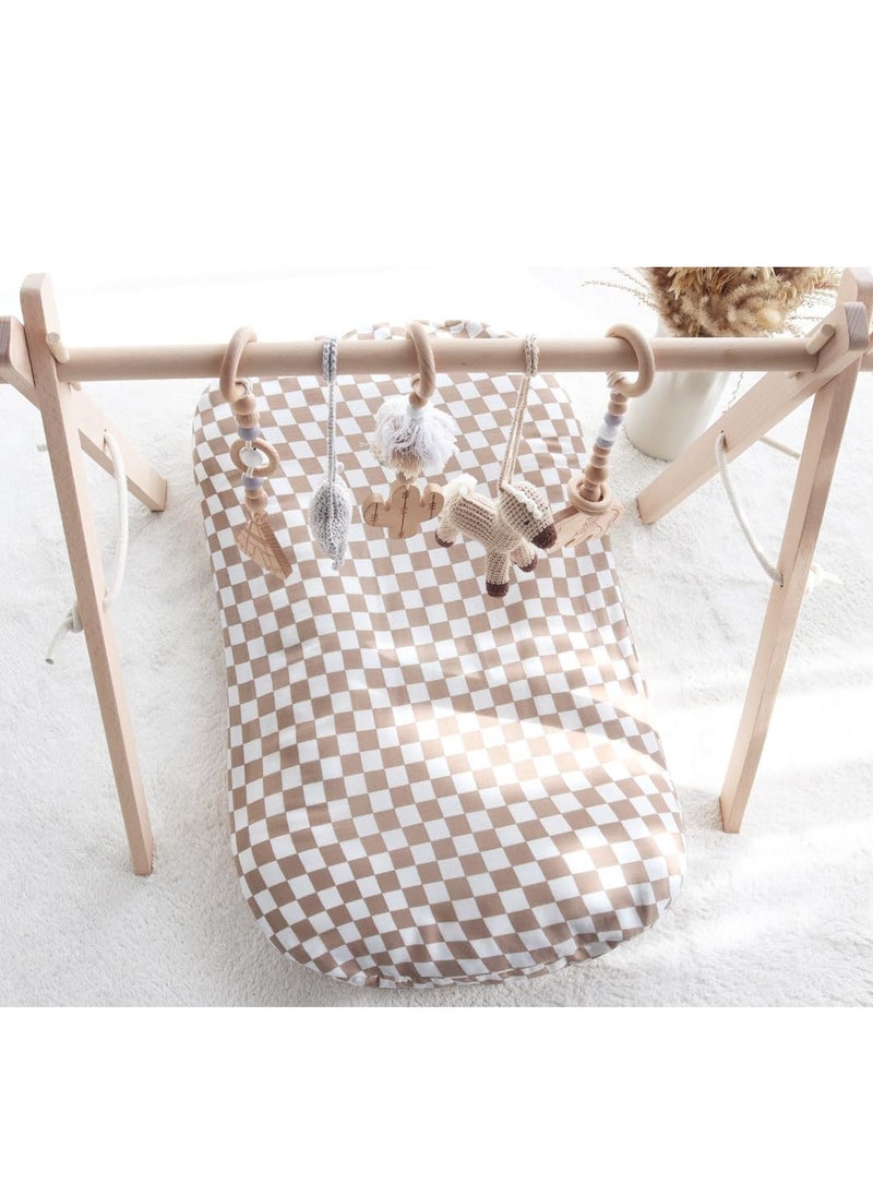 Baby Lounger Cover Neutral, Newborn Slipcover Lounger Cover for Boys Girls Infant, Soft 70% Viscose from Bamboo and 30% Cotton, Cover Only, Checkered Pattern