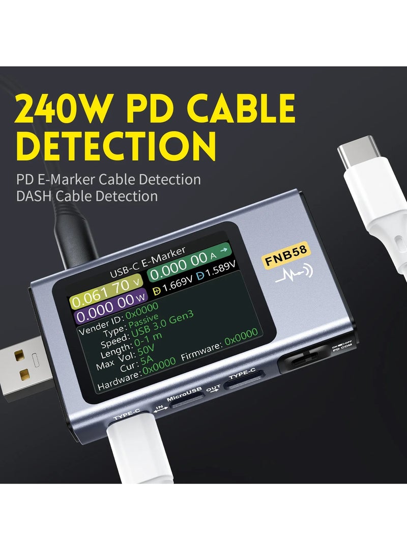 Digital Voltmeter Ammeter USB Tester, Type-C Fast Charging Detection, Trigger Capacity Measurement, Ripple Measurement