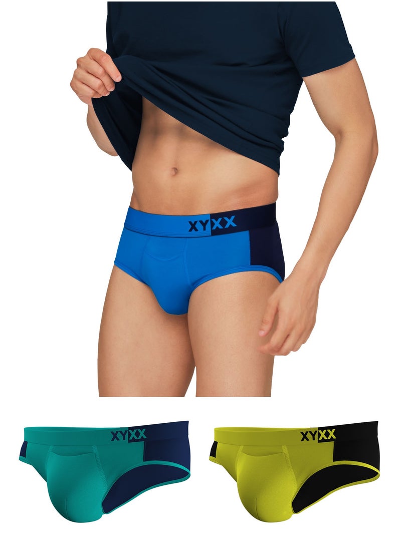 Pack of 3 Dualist Intellisoft Micro Modal Color Blocked Colorblock Men Brief