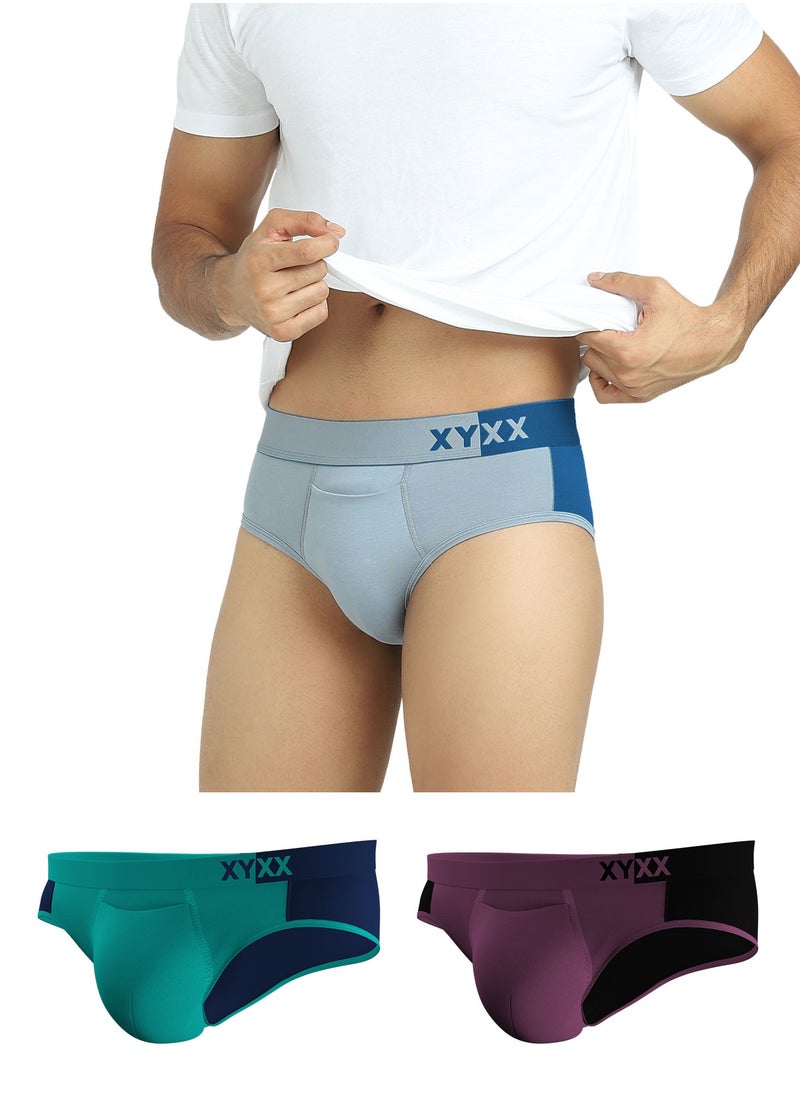 Pack of 3 Dualist Intellisoft Micro Modal Color Blocked Colorblock Men Brief