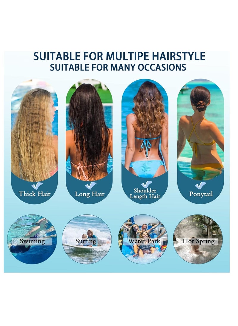 Swim Cap 2 Pack - Unisex Silicone Swimming Caps for Men, Women, Adults, and Kids - Durable, Flexible, and Waterproof Bathing Caps for Long and Short Hair(Blue,Black)