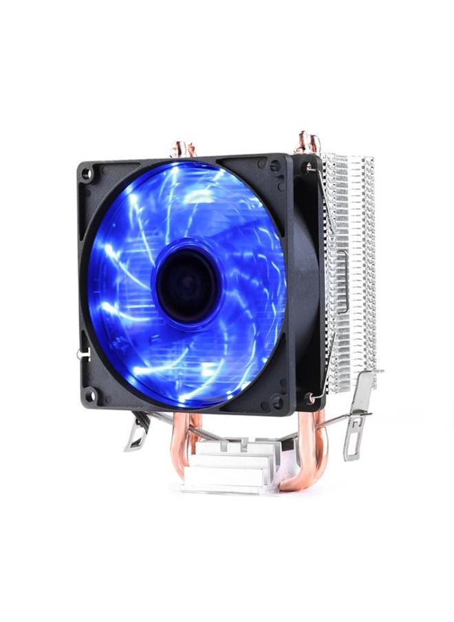 Desktop Computer Double Copper Tube CPU Radiator Super Quiet Blue Light 3-pin Single Fan