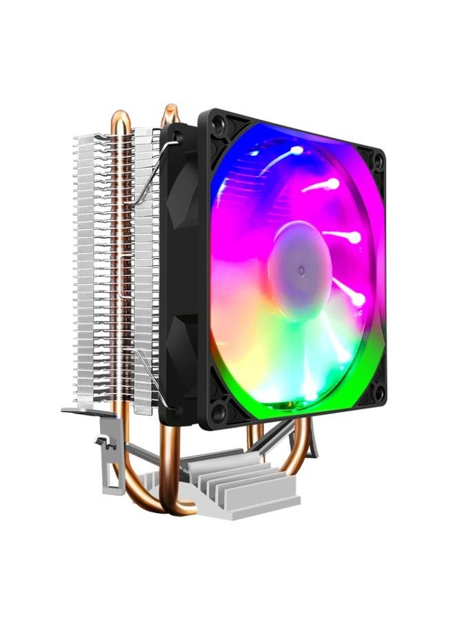 COOLMOON Frost Double Copper Tube CPU Fan Desktop PC Illuminated Silent AMD Air-Cooled Cooler, Style: P2 Streamline Edition Single Fan