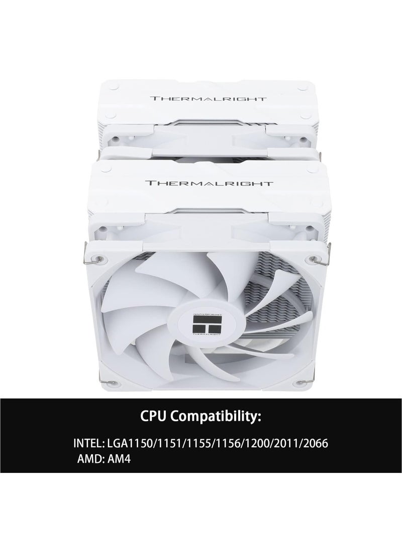 Thermalright Peerless Assassin 120 CPU Air Cooler, 6 Heat Pipes, Dual 120mm TL-C12W PWM Fan,Aluminium Heatsink Cover, AGHP Technology, for AMD AM4/Intel LGA 1150/1151/1200/2066/2011 (PA120 White)