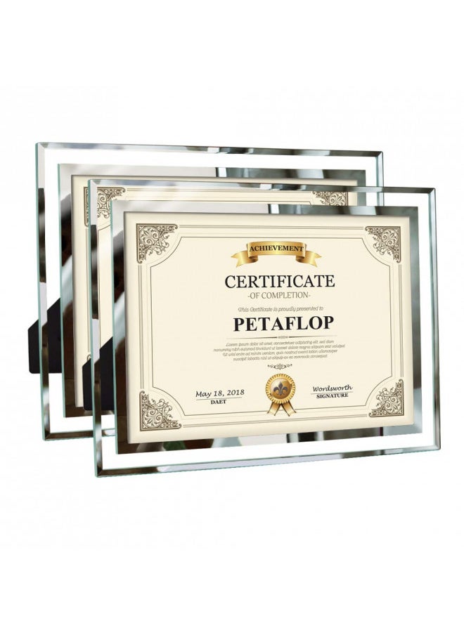 PETAFLOP 8.5x11 Picture Frames Glass 8.5 x 11 Frame Tabletop Display, 2 Pack clear