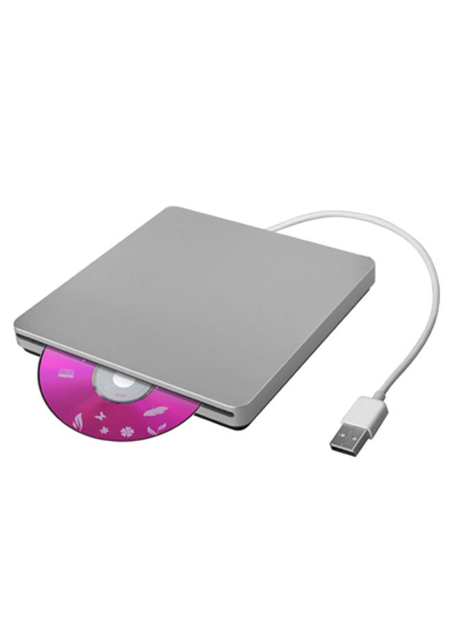 Slot-in USB 2.0 Portable Optical DVD-RW Driver, Plug and Play(Silver)