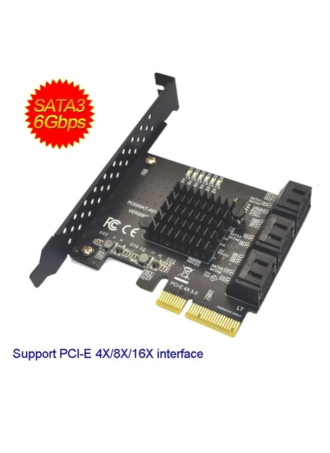 PCIE 1X To 8 Port  SATA 3.0 Adapter Expansion Card ASMedia ASM1166 Converter