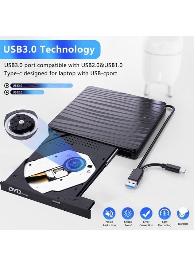 BT689 Portable DVD Burner External Optical Drive CD Player Win10 USB Optical Drive Recorder