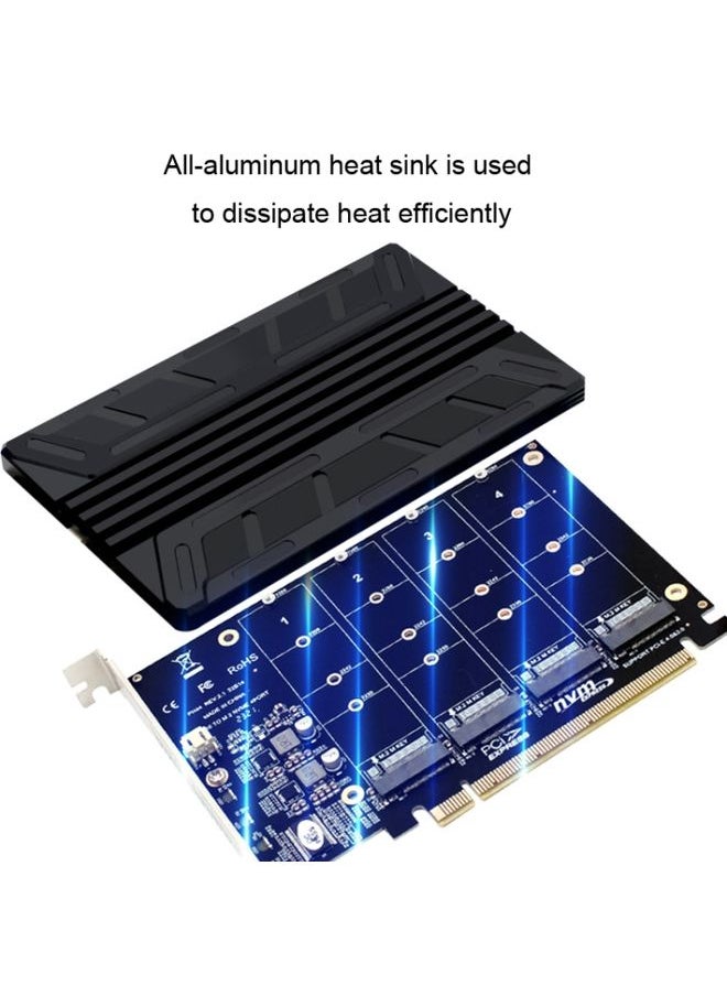 NVMe M.2 MKEY SSD RAID Array Motherboard PCIE Split Card Heatsink